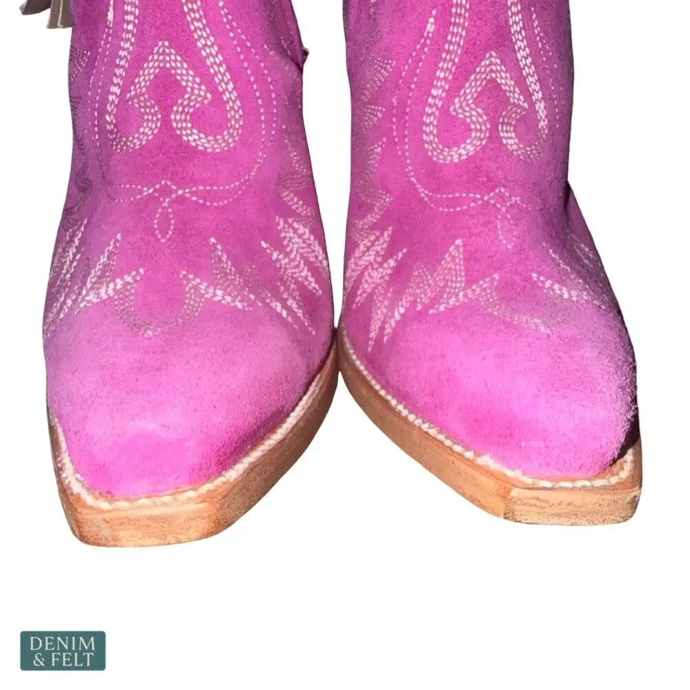 NEW Ariat Dixon Pink Suede Western Bootie Rodeo Festival Cowgirl Size 7 B Bold - Picture 12 of 16